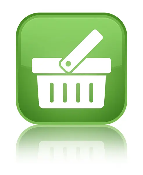 Ψώνια καλάθι εικονίδιο λαμπερό μαλακό πράσινο τετράγωνο κουμπί — Φωτογραφία Αρχείου
