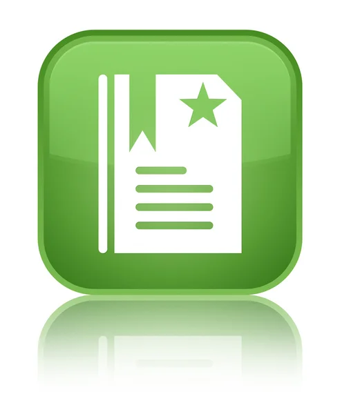 Bookmark icon shiny soft green square button — Stock Photo, Image