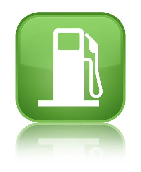 Dispenser carburante icona lucido pulsante quadrato verde morbido — Foto Stock