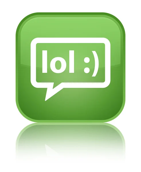 Lol zeepbel glanzend zacht groene vierkante knoop van het pictogram — Stockfoto