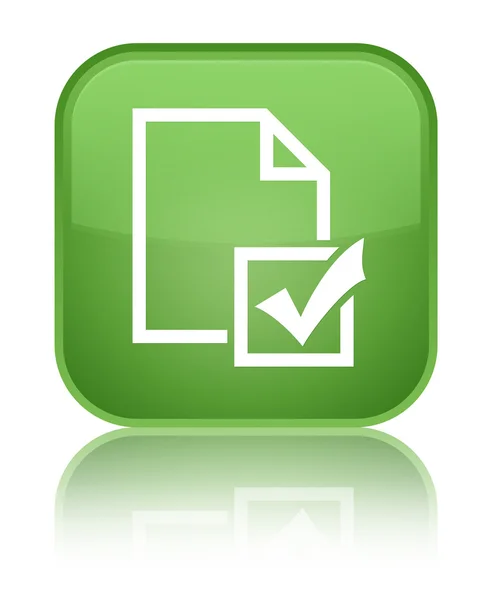 Undersökning ikonen glänsande mjuka gröna fyrkantiga knappen — Stockfoto