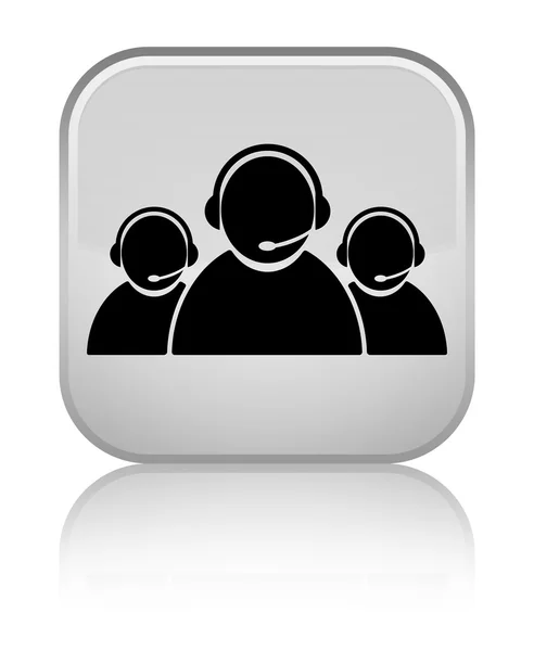 Customer care team icon shiny white square button
