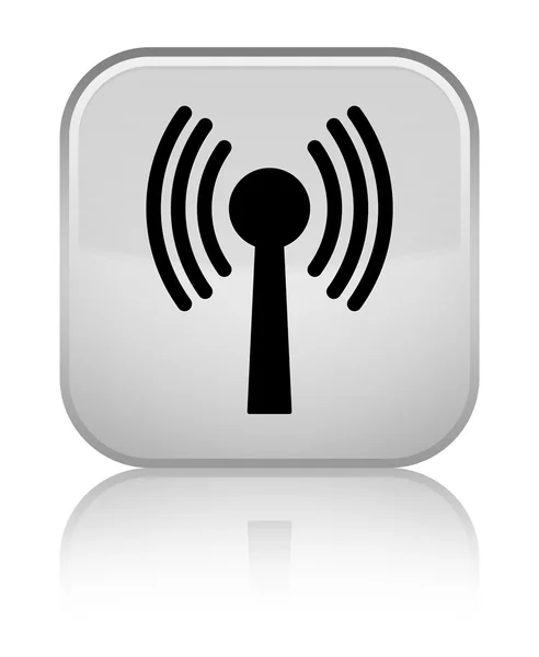 Wlan network icon shiny white square button — Stock Photo, Image