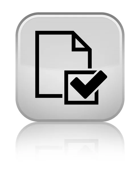 Checklist icon shiny white square button — Stock Photo, Image