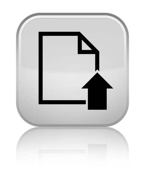 업로드 문서 아이콘 빛나는 흰색 사각형 버튼 — 스톡 사진