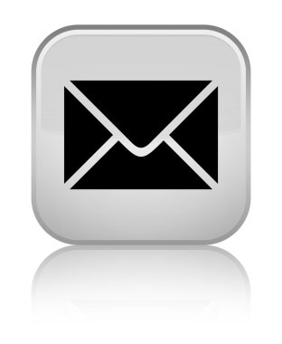 E-posta kutsal kişilerin resmi parlak beyaz kare düğme