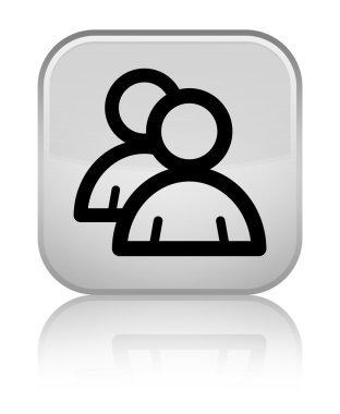 Grup simgesi parlak beyaz kare düğme