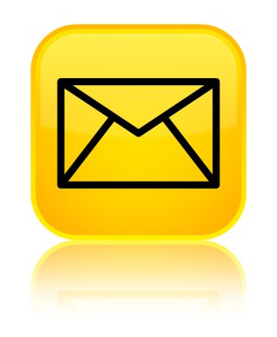 E-posta kutsal kişilerin resmi parlak sarı kare düğme