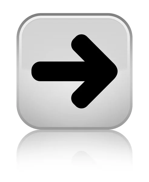 Volgende pijl pictogram glanzend witte vierkante knop — Stockfoto