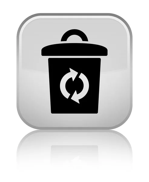 Trash icon shiny white square button — Stock Photo, Image