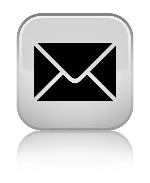Ícone de e-mail brilhante botão quadrado branco — Fotografia de Stock