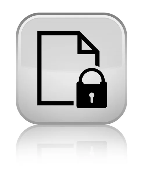 Secure document icon shiny white square button — Stock Photo, Image