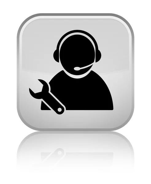 Tech support icon shiny white square button — Stock Photo, Image