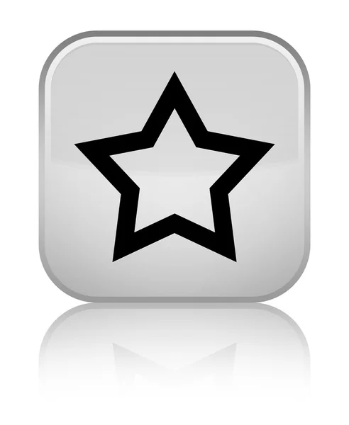 Ikonu hvězdičky lesklé bílé čtvercové tlačítko — Stock fotografie