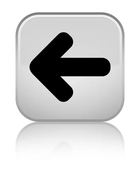 Back arrow icon shiny white square button — Stock Photo, Image