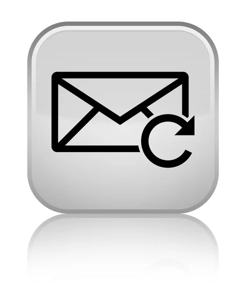 E-mail ikona błyszczący biały kwadratowy przycisk Odśwież — Zdjęcie stockowe