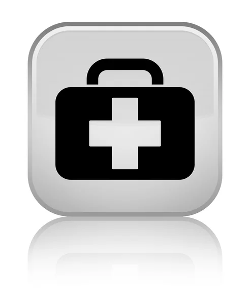 Icône sac médical brillant bouton carré blanc — Photo