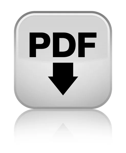 Ikona błyszczący biały kwadratowy przycisk Pobierz PDF — Zdjęcie stockowe