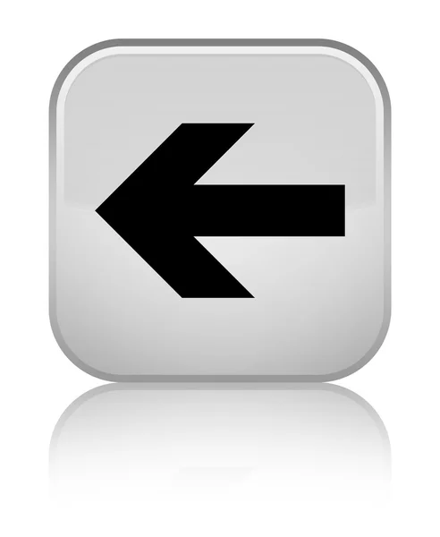Back arrow icon shiny white square button — Stock Photo, Image