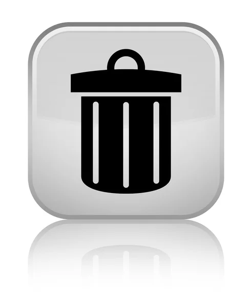 Recycle bin icon shiny white square button — Stock Photo, Image