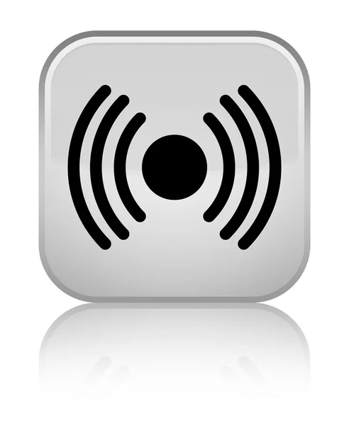 Network signal icon shiny white square button — Stock Photo, Image