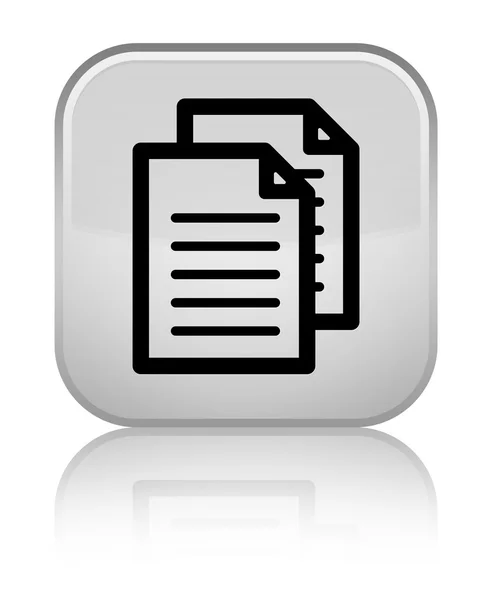 Documentos ícone brilhante botão quadrado branco — Fotografia de Stock