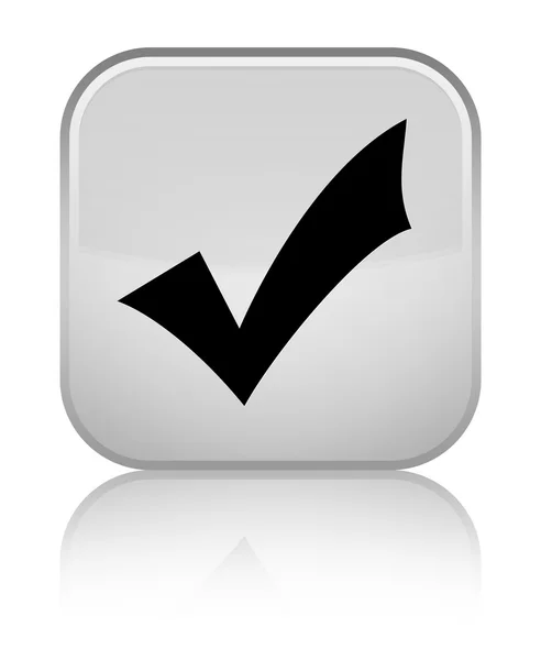 Icono de validación botón cuadrado blanco brillante —  Fotos de Stock