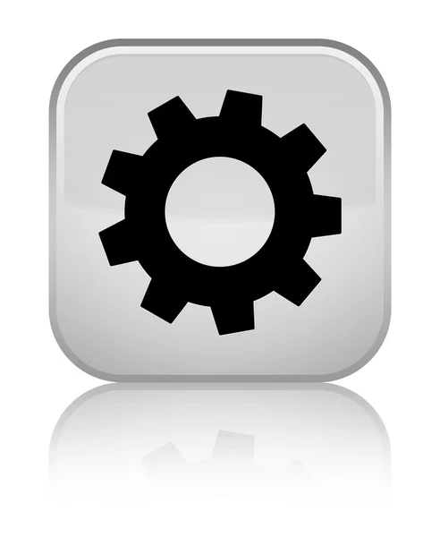 Process icon shiny white square button — Stock Photo, Image