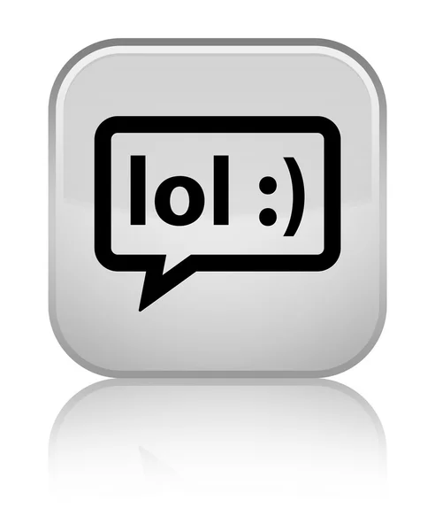 LOL bubble icon shiny white square button — Stock Photo, Image