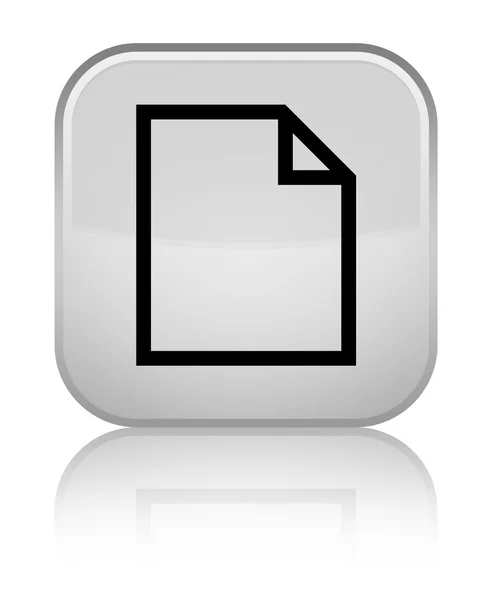 Ícone de página em branco brilhante botão quadrado branco — Fotografia de Stock