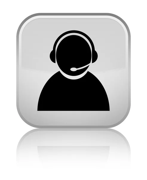 Icona del servizio clienti pulsante quadrato bianco lucido — Foto Stock