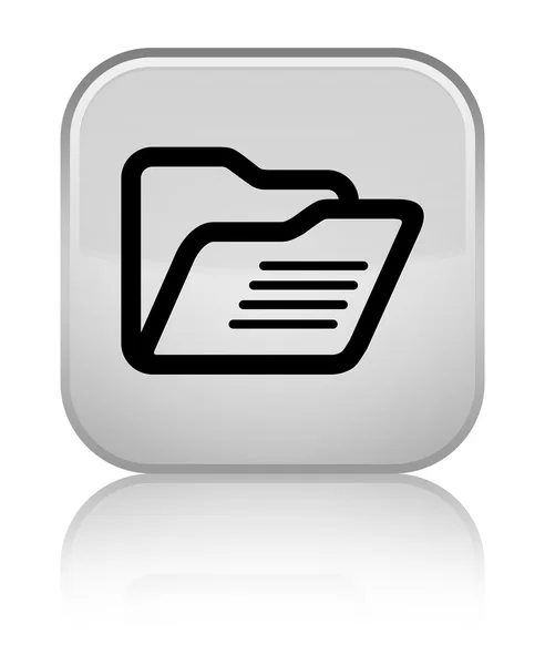 Folderu ikona błyszczący biały kwadratowy przycisk — Zdjęcie stockowe