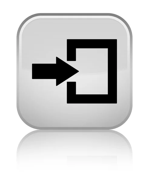 Logowania ikony błyszczący biały kwadratowy przycisk — Zdjęcie stockowe