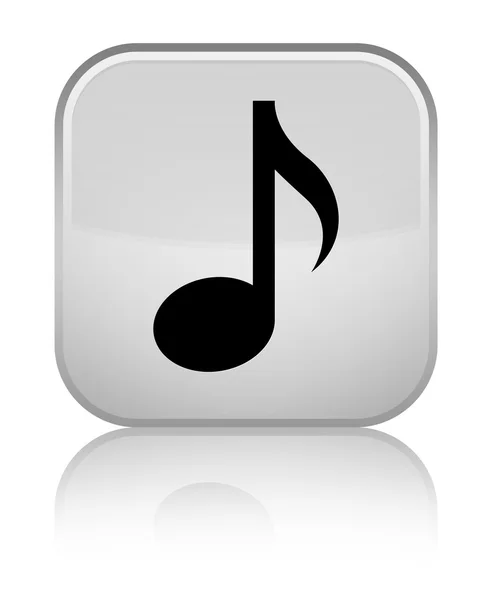 음악 아이콘 빛나는 흰색 사각형 버튼 — 스톡 사진