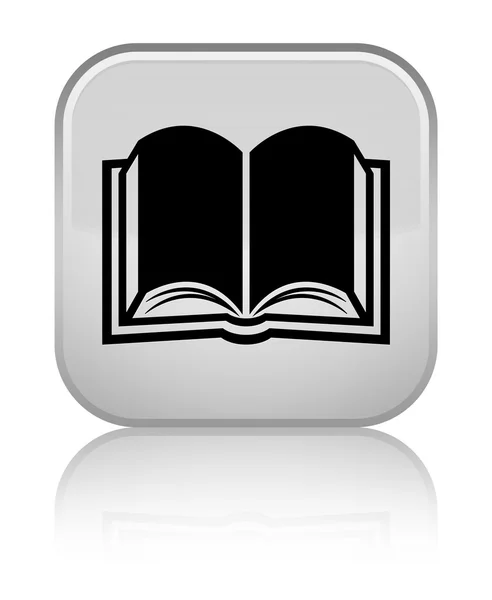 Książka ikony błyszczący biały kwadratowy przycisk — Zdjęcie stockowe