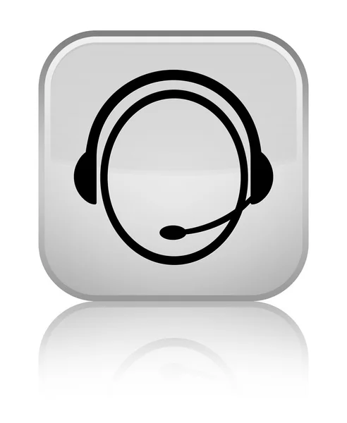 고객 관리 서비스 아이콘 빛나는 흰색 사각형 버튼 — 스톡 사진