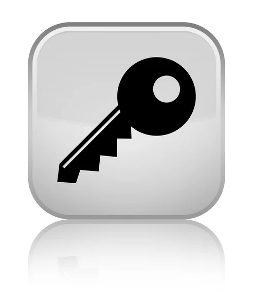 Key icon shiny white square button — Stock Photo, Image