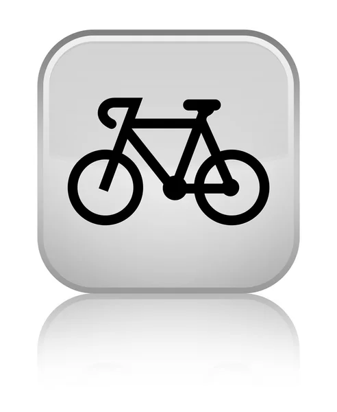 Bicicleta icono brillante blanco botón cuadrado — Foto de Stock