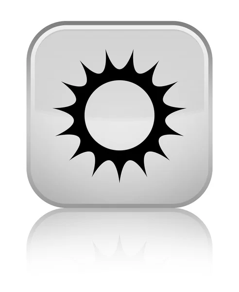 Sun icon shiny white square button — Stock Photo, Image