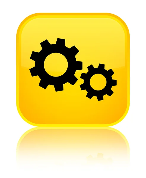 Διαδικασία λαμπερό κίτρινο τετράγωνο κουμπί εικονίδιο — Φωτογραφία Αρχείου