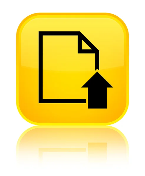 ドキュメント アイコン光沢のある黄色の正方形ボタンをアップロードします。 — ストック写真