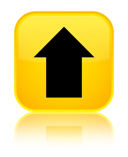 Upload pil ikon skinnende gul firkant knap - Stock-foto