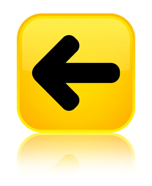 戻る矢印アイコン光沢のある黄色の正方形ボタン — ストック写真