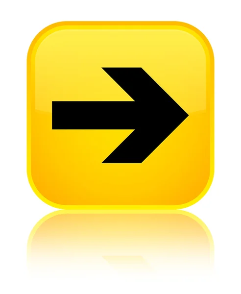 次の矢印アイコン光沢のある黄色い四角ボタン — ストック写真