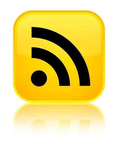 Icono RSS brillante botón cuadrado amarillo — Foto de Stock