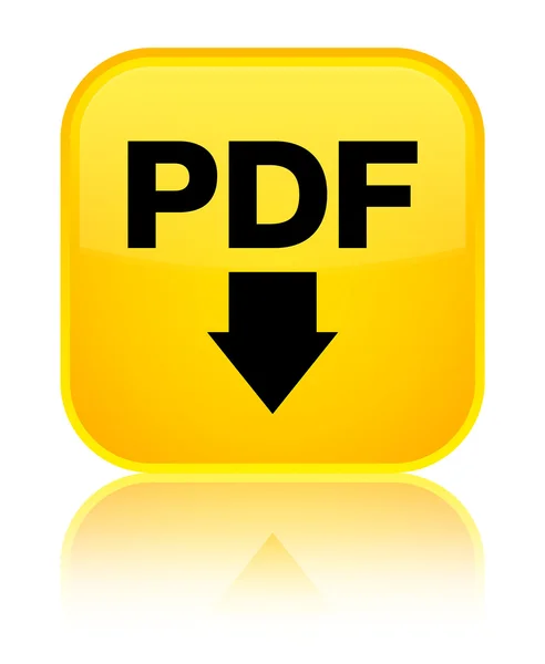 PDF icône de téléchargement jaune brillant bouton carré — Photo