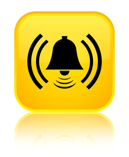 Alarm icon shiny yellow square button — Stock Photo, Image