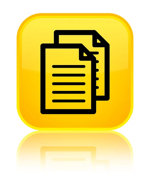 Documentos icono brillante botón cuadrado amarillo — Foto de Stock