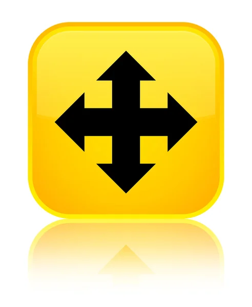 Mover ícone amarelo brilhante botão quadrado — Fotografia de Stock