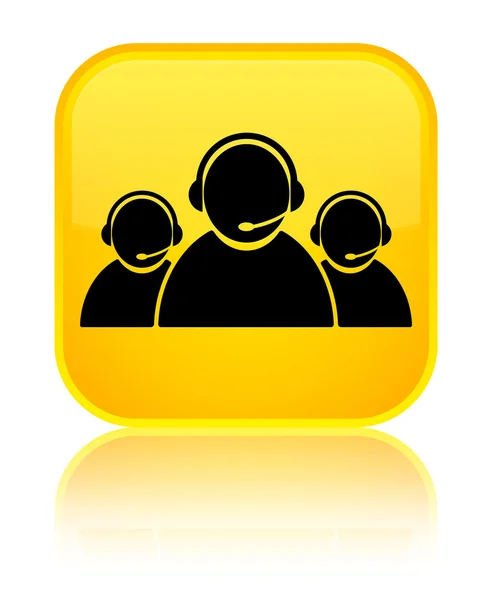 Customer care team icon shiny yellow square button